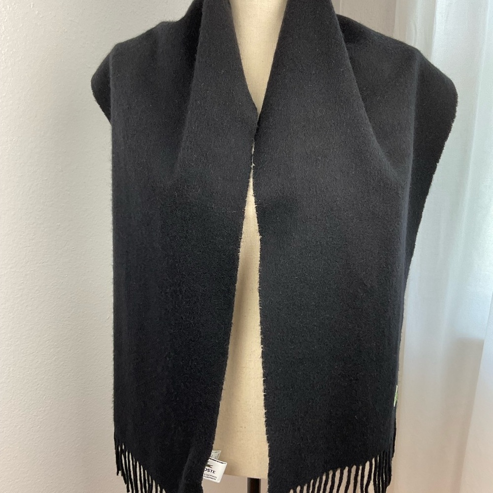 Lacoste Black Cashmere Wool-Blend Scarf - Picture 2 of 6